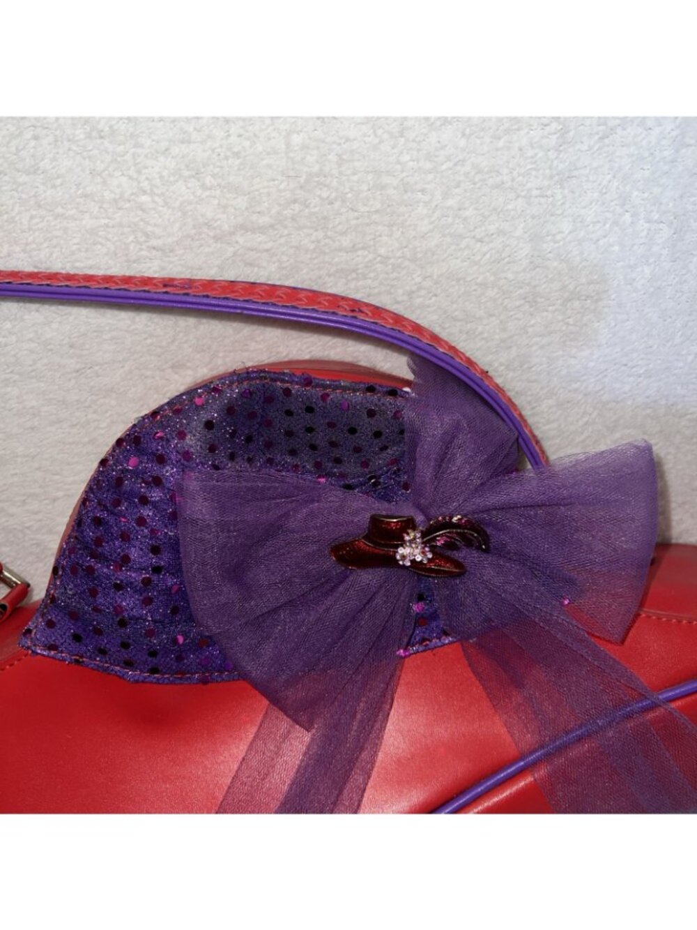 Red Hat Society 4 pc set tote shoulder bag toiletry hand Blk w/Red/Purple hats - Picture 11 of 16